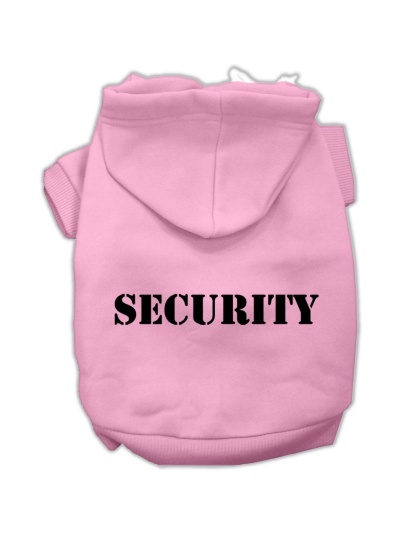 Security Screen Print Pet Hoodies Light Pink Size w/ Black Size text Lg