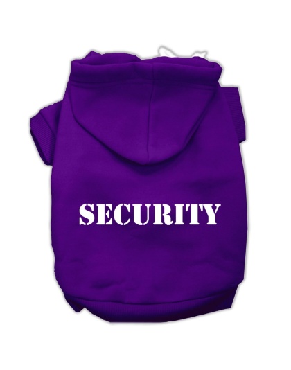 Security Screen Print Pet Hoodies Purple Size w/ Cream Size text Lg