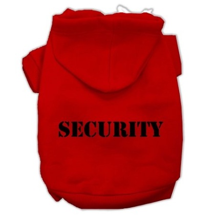 Security Screen Print Pet Hoodies Red Size w/ Black Size text Lg