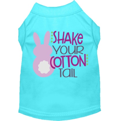 Shake Your Cotton Tail Screen Print Dog Shirt Aqua Lg