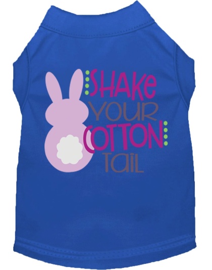 Shake Your Cotton Tail Screen Print Dog Shirt Blue Lg