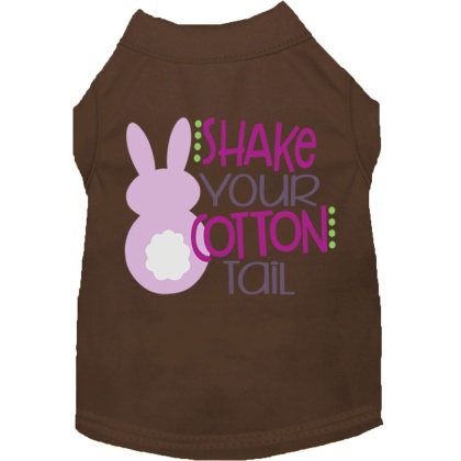 Shake Your Cotton Tail Screen Print Dog Shirt Brown Lg