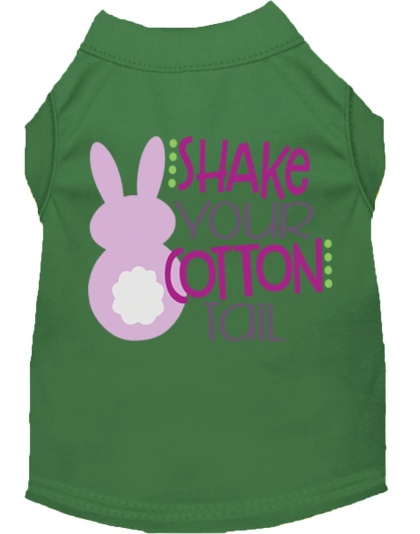 Shake Your Cotton Tail Screen Print Dog Shirt Green Lg