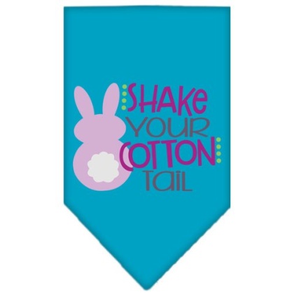 Shake Your Cotton Tail Screen Print Pet Bandana Turquoise Large