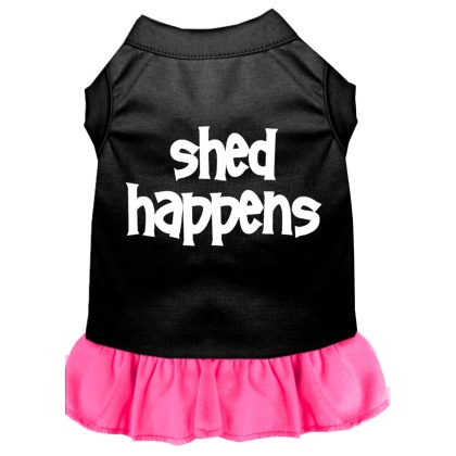 Shed Happens Screen Print Dress Black with Bright Pink Lg