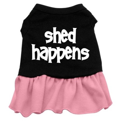 Shed Happens Screen Print Dress Black with Light Pink Lg