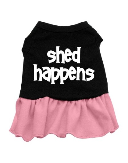 Shed Happens Screen Print Dress Black with Light Pink Lg