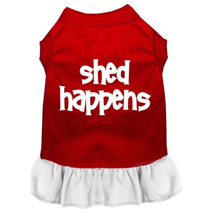 Shed Happens Screen Print Dress Red with White Lg