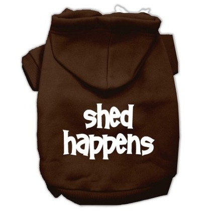 Shed Happens Screen Print Pet Hoodies Brown Size Lg