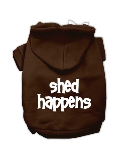 Shed Happens Screen Print Pet Hoodies Brown Size Lg