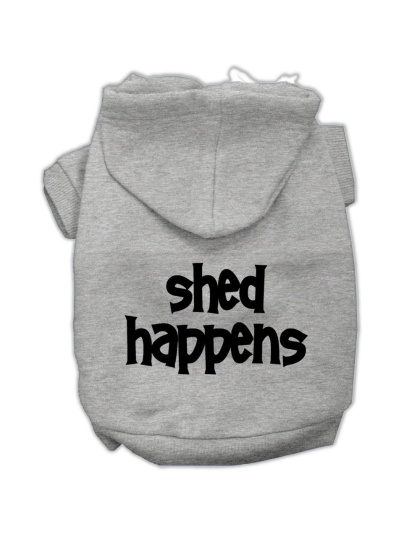 Shed Happens Screen Print Pet Hoodies Grey Size Lg