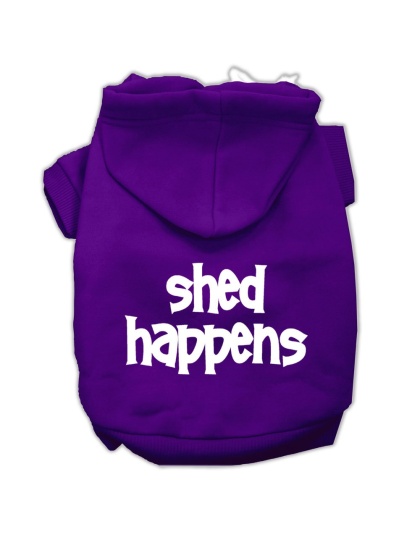 Shed Happens Screen Print Pet Hoodies Purple Size Lg