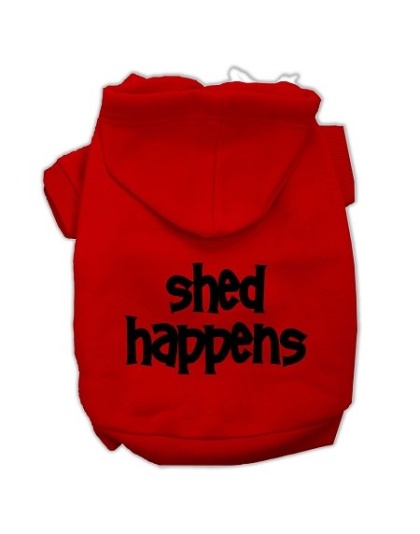 Shed Happens Screen Print Pet Hoodies Red Size Lg