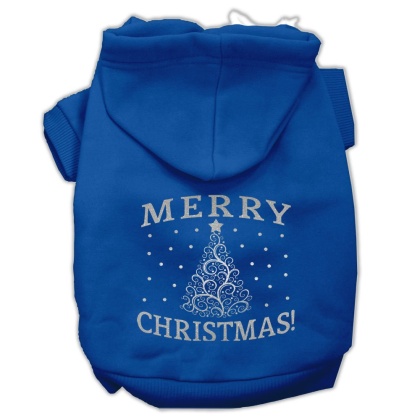 Shimmer Christmas Tree Pet Hoodies Blue Size Lg