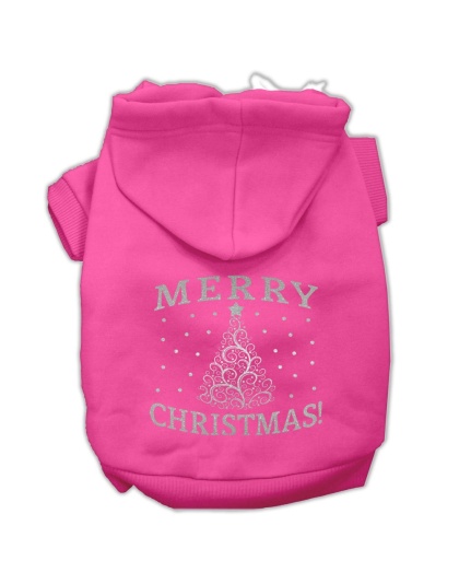 Shimmer Christmas Tree Pet Hoodies Bright Pink Size Lg