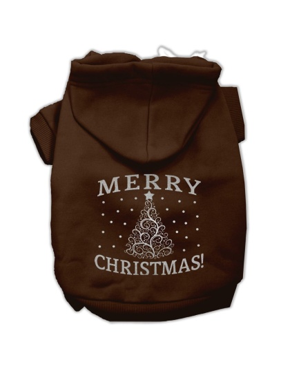 Shimmer Christmas Tree Pet Hoodies Brown Size Lg