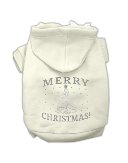 Shimmer Christmas Tree Pet Hoodies Cream Size Lg