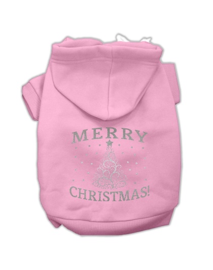 Shimmer Christmas Tree Pet Hoodies Light Pink Size Lg