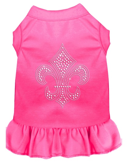 Silver Fleur de Lis Rhinestone Dress Bright Pink 4X