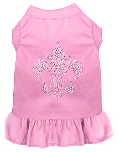 Silver Fleur de Lis Rhinestone Dress Light Pink 4X