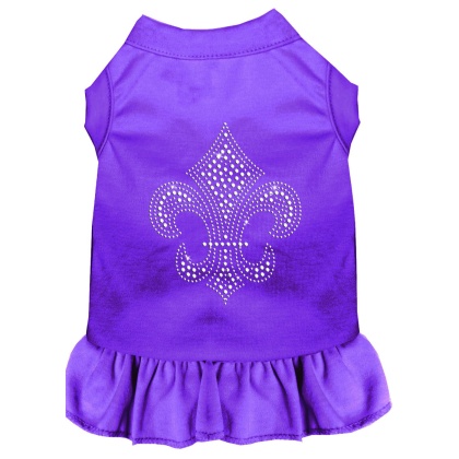 Silver Fleur de Lis Rhinestone Dress Purple 4X