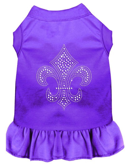 Silver Fleur de Lis Rhinestone Dress Purple 4X