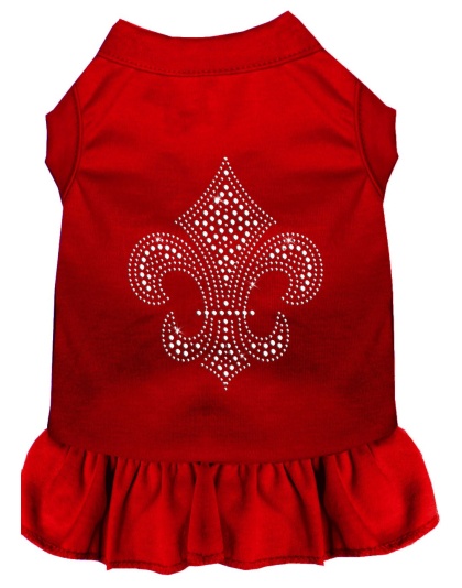 Silver Fleur de Lis Rhinestone Dress Red 4X