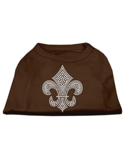 Silver Fleur de Lis Rhinestone Shirts Brown Lg