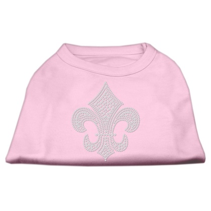 Silver Fleur de lis Rhinestone Shirts Light Pink L