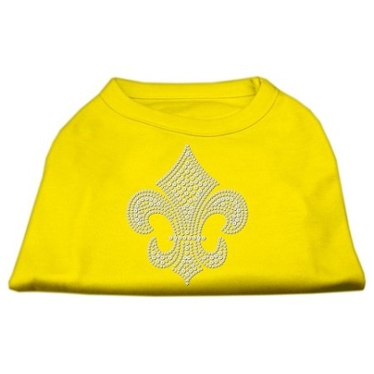 Silver Fleur de Lis Rhinestone Shirts Yellow Lg