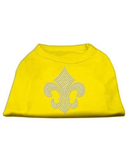 Silver Fleur de Lis Rhinestone Shirts Yellow Lg