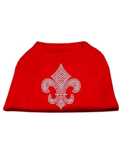 Silver Fleur de lis Rhinestone Shirts Red L