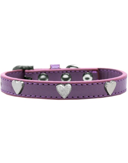 Silver Heart Widget Dog Collar Lavender Size 10