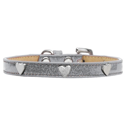 Silver Heart Widget Dog Collar Silver Ice Cream Size 10
