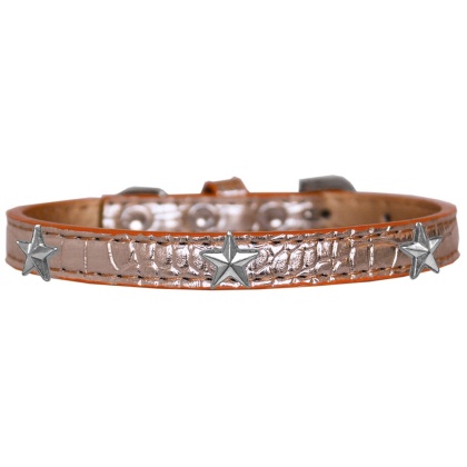 Silver Star Widget Croc Dog Collar Copper Size 10
