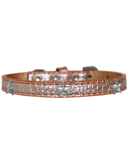 Silver Star Widget Croc Dog Collar Copper Size 10
