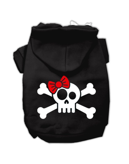 Skull Crossbone Bow Screen Print Pet Hoodies Black Size Lg