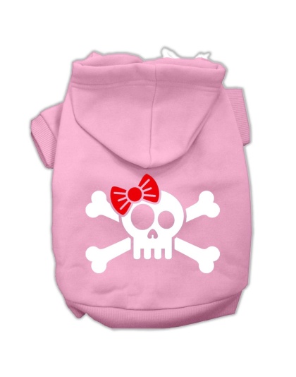 Skull Crossbone Bow Screen Print Pet Hoodies Light Pink Size Lg