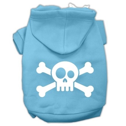 Skull Crossbone Screen Print Pet Hoodies Baby Blue Size Lg