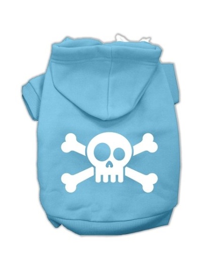 Skull Crossbone Screen Print Pet Hoodies Baby Blue Size Lg