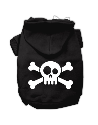 Skull Crossbone Screen Print Pet Hoodies Black Size Lg