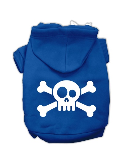 Skull Crossbone Screen Print Pet Hoodies Blue Size Lg