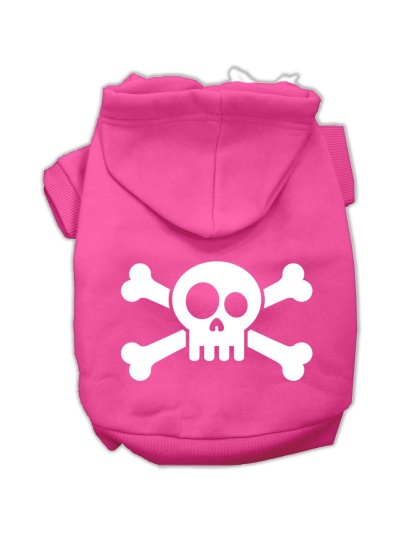 Skull Crossbone Screen Print Pet Hoodies Bright Pink Size Lg