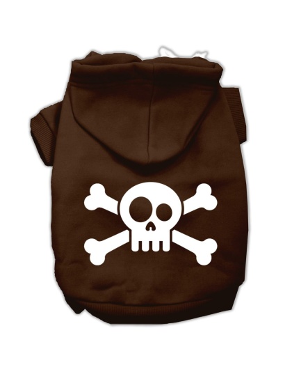 Skull Crossbone Screen Print Pet Hoodies Brown Size Lg