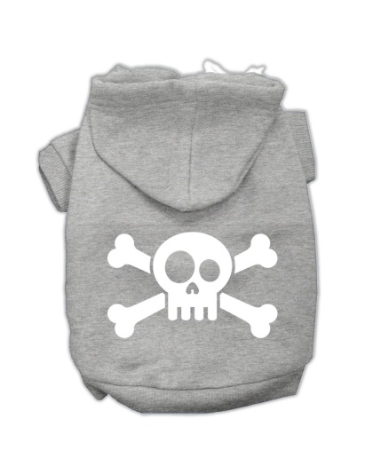 Skull Crossbone Screen Print Pet Hoodies Grey Size Lg