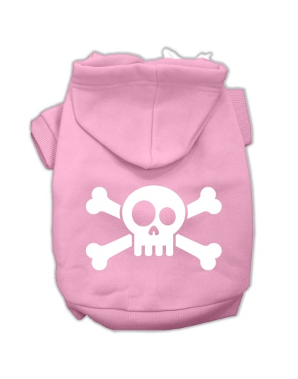 Skull Crossbone Screen Print Pet Hoodies Light Pink Size Lg