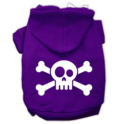 Skull Crossbone Screen Print Pet Hoodies Purple Size Lg