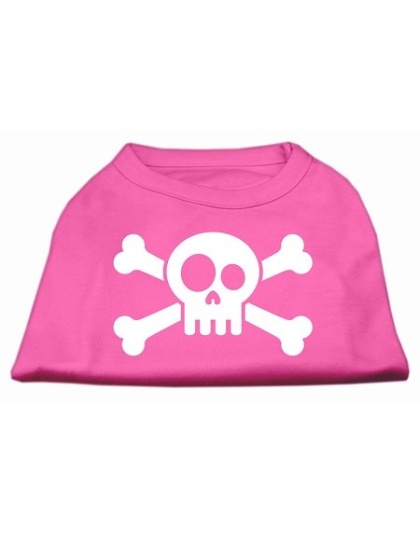 Skull Crossbone Screen Print Shirt Bright Pink Lg