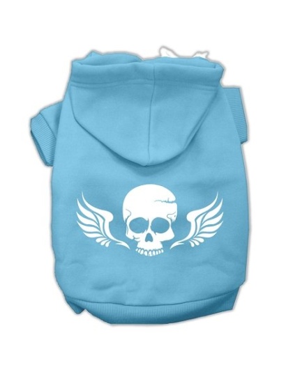 Skull Wings Screen Print Pet Hoodies Baby Blue Size Lg