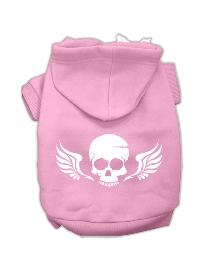 Skull Wings Screen Print Pet Hoodies Light Pink Size Lg